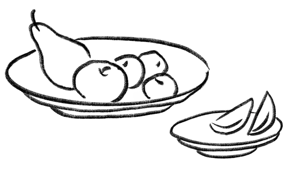 crayon drawing of plates