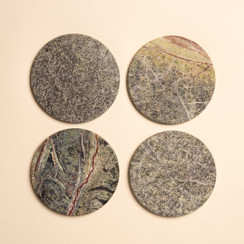 Seagrass Marble Coasters, Set of 4