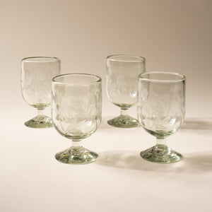 Etched Thistle Wine Glass, Set of 4