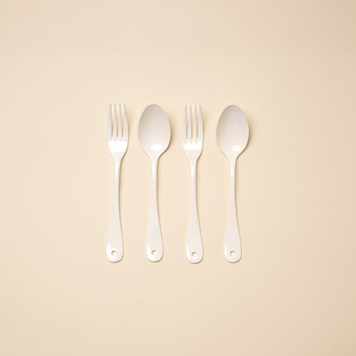 Japanese Enamel Picnic Flatware, 4-Piece Set