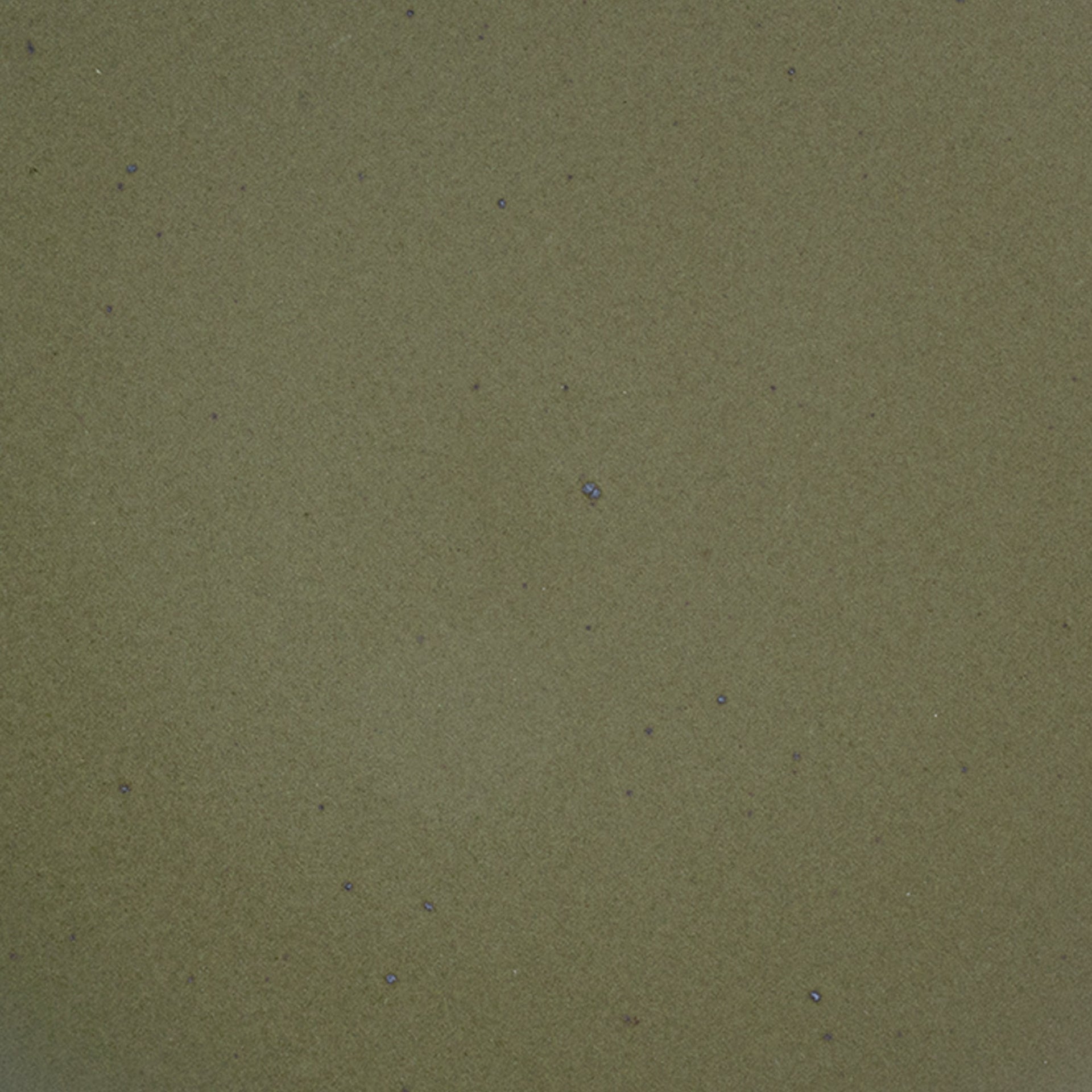 A closeup of a ceramic plate in an olive green color with iron spots