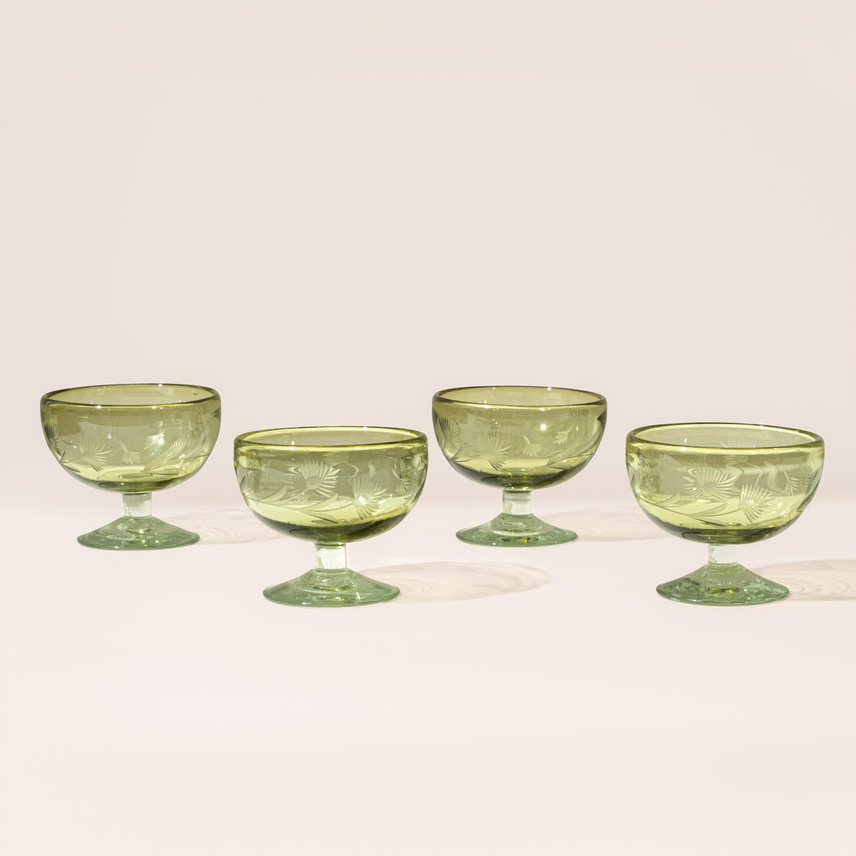 Etched Thistle Coupe, Set of 4