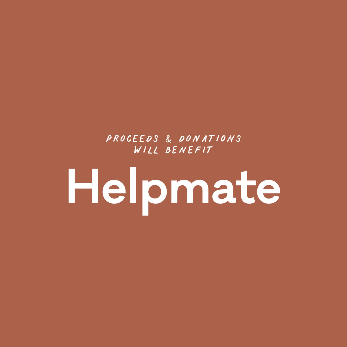 Terracotta background with 'Helpmate' text on a brown background