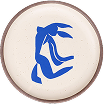 A large serving platter in a warm off-white color with unglazed rim with a blue decal of the artwork, La Chevelure, from Henri Matisse.