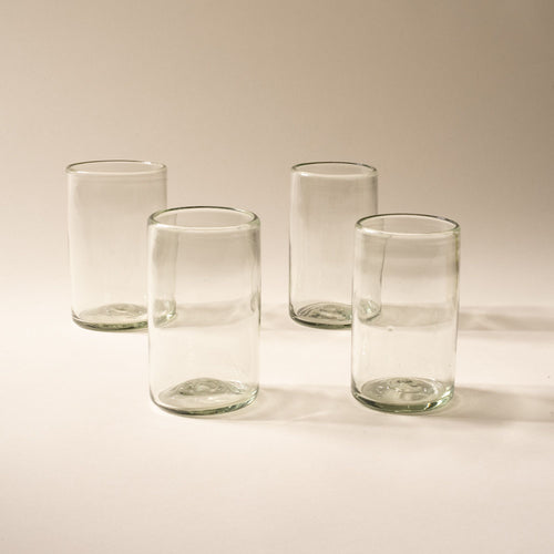 4 tall clear drinking glasses