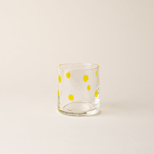 Clear glass tumbler with yellow lemon slice motif.