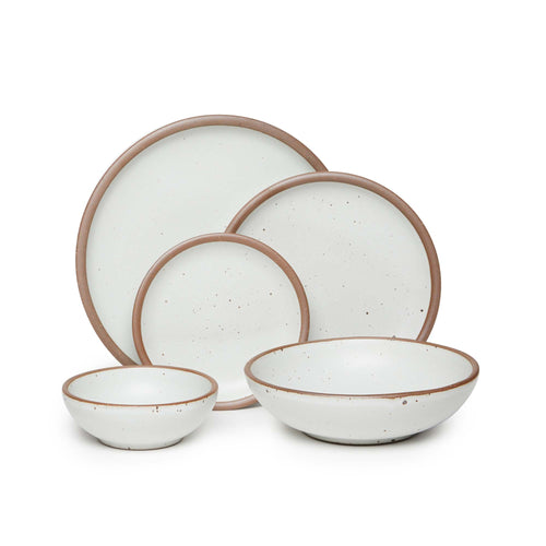 Eggshell Five Piece Shallow Dinner Set
